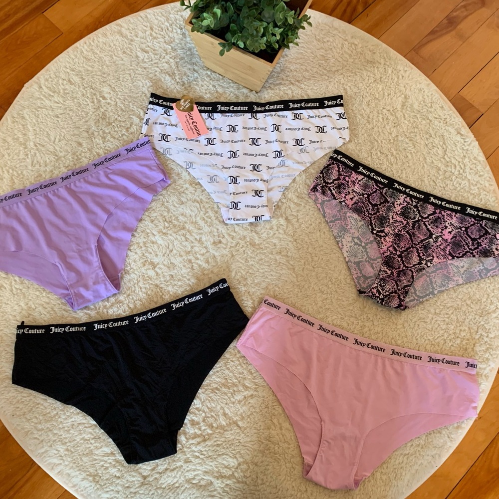 Juicy Couture Logo Panty Set - Purple and White